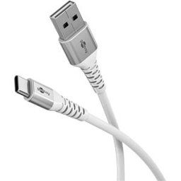 GOOBAY 74530 - Sync & charge cable, USB-C -> USB-A, 60 W, 1.0 m, textile, white