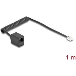 DELOCK 88720 - Telephone cable / coiled cable, RJ11 plug / RJ45 socket, 1 m