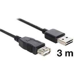 DELOCK 83372 - EASY-USB 2.0-A plug > A socket 3-m extension