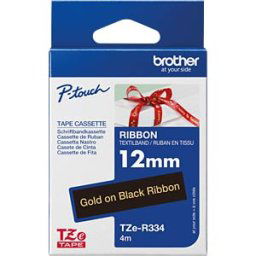 BROTHER P-TOUCH TZER334 - Ribbon tape, gold on black, 12 mm