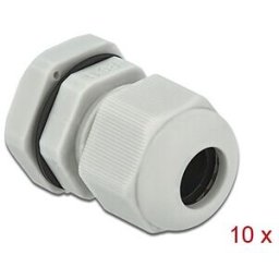 DELOCK 60197 - Cable Gland, PG11, 10 pieces, grey
