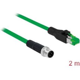 DELOCK 85438 - Network cable M12 4 pin D-coded to RJ45 plug PVC 2 m