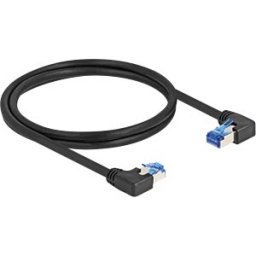 DELOCK 80464 - RJ45 Network Cable Cat.6A S/FTP right / left angled 1 m black