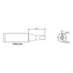 ATTEN T990-D24 - Soldering tip, 1.2 mm, chisel-shaped