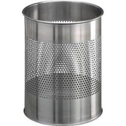 DURABLE 338123 - Waste container, 15 l, stainless steel, round, perforated