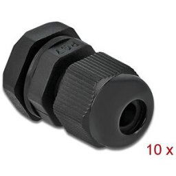DELOCK 60192 - Cable Gland, PG7, 10 pieces, black