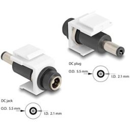 DELOCK 84174 - Keystone DC 5.5 x 2.1 mm socket > 5.5 x 2.1 mm plug white