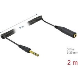 DELOCK 85938 - Coiled cable6,35 mm 3 Pin Jack ma. > fe., 2 m