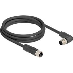 DELOCK 80529 - M12 Cable L-coded 4 pin male right angled to female straight PUR