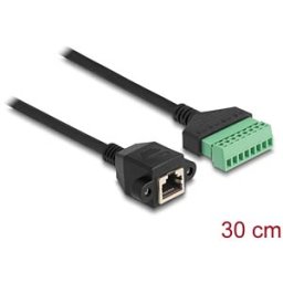 DELOCK 66054 - RJ45 cable Cat.6 female > terminal block, installation, 30 cm
