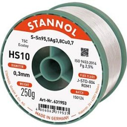 STANNOL STA HS10 TSC 0,7 - HS10 lead-free solder containing silver and copper, Ø 0.7 mm, 25