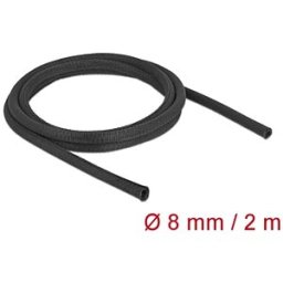 DELOCK 19170 - Woven Sleeve self-closing heat-resistant 2 m x 8 mm black