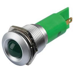 APEM APM Q16P1G G220E - Indicator LED, 220 V AC, 16 mm, FASTON, green/SG
