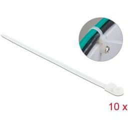 DELOCK 18947 - Cable Tie with lug, 300 x 7.6 mm, white, 10 pieces