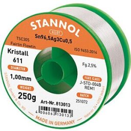 STANNOL STA 611 TSC 1,0 - Solder wire lead-free with silver and copper, Ø 1,0 mm, 250 g