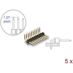 DELOCK 66689 - Pin header 10 pin, pitch 1.27 mm, 1-row, angled, 5 pieces