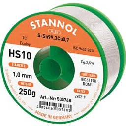 STANNOL STA HS10 TC 1,0 - Solder wire HS10, S-Sn99Cu1, 1,0 mm, 250 g