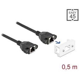 DELOCK 87130 - Network extension cable, Easy 45, S/FTP, Cat.6a, 0.5 m, black