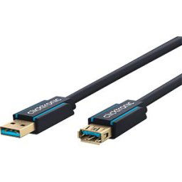 CLICKTRONIC CLICK 70120 - USB 3.0cable, A plug auf A Buchse, blue, 3,0 m