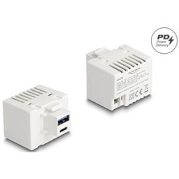 DELOCK 41478 - Keystone charging module, USB type A / C, PD 20 W, white