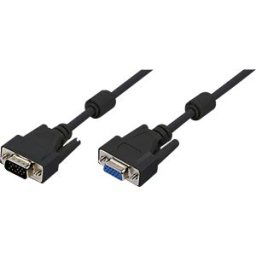 LOGILINK CV0006 - VGA cable, HD15/M to HD15/F, 1080p, 2x ferrite, black, 5 m
