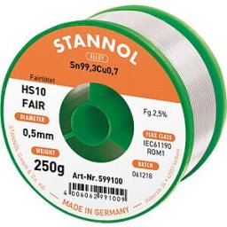 STANNOL STA HS10F TC 0,5 - Solder wire HS10 FAIR lead-free with copper, Ø 0,5 mm, 250 g