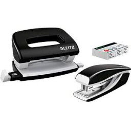 LEITZ 55612095 - NeXXt WOW mini stapler and mini hole puncher set, black