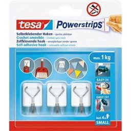TESA 57615-3 - Powerstrips hooks, 3x 1 kg, white