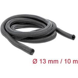 DELOCK 18922 - Braided Sleeving, self-closing, 10 m x 13 mm, black