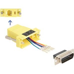 DELOCK 67086 - Adapter D-Sub 15 Pin plug > RJ12 jack Mounting kit, yellow