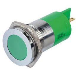 APEM APM Q22F1C G220E - Indicator LED, 220 V AC, 22 mm, FASTON, green/BrC