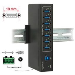 DELOCK 63311 - External industrial hub 7x USB 3.0 a, 15 kV ESD protection