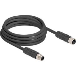 DELOCK 80521 - M12 Cable L-coded 4 pin male to female PUR suitable for drag cha