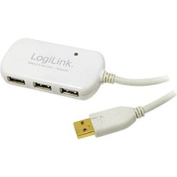 LOGILINK UA0108 - USB 2.0 cable, USB-A/M to 4x USB-A/F, active, white, 12 m