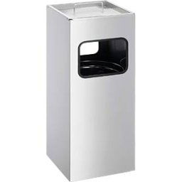 DURABLE 333123 - Waste container with ashtray, 17 l, square, silver