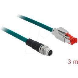 DELOCK 85427 - Network cable M12 8 pin X-coded to RJ45 plug PVC 3 m