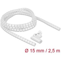 DELOCK 18839 - Spiral Hose with Pull-in Tool, 2.5 m x 15 mm, white