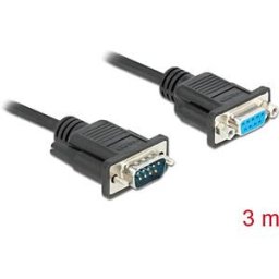 DELOCK 86617 - Zero modem cable, RS-232, connector/socket with nuts, 3 m
