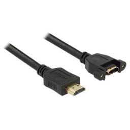 DELOCK 85102 - Cable HDMI A male > HDMI A female panel-mount 1 m