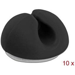 DELOCK 18343 - Cable Holder Mini self-adhesive Set 10 pieces black