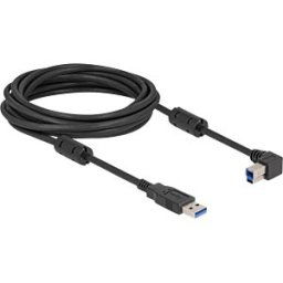 DELOCK 81103 - USB 3.0 cable, A plug to B plug, 90° left, 5 m