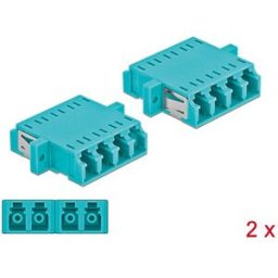 DELOCK 86541 - Optical Fiber Coupler LC Quad/LC Quad female 2 pieces light blue