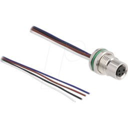 DELOCK 80148 - M8 4 pin cable, female / open ends, A-coded 0.5 m