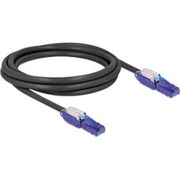 DELOCK 80927 - Cat.6 patch cable, UTP, 180° angled plugs, black, 2m
