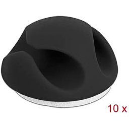 DELOCK 18345 - Mini cable holders with 2 bushings, set of 10, black