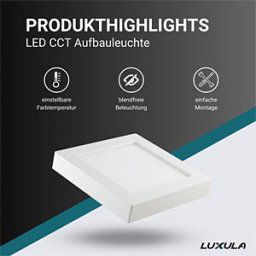 LUXULA LX300207 - Ceiling light fixture, 24 W, 2565 lm, 3000-4000-6000 K CCT, squa