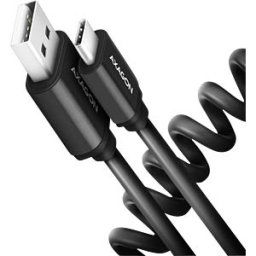 AXAGON AXG BUCM-AM20TB - Sync and charging cable, USB-A -> USB-C, spiral, 1.1 m