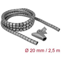 DELOCK 18844 - Spiral Hose with Pull-in Tool, 2.5 m x 20 mm, grey