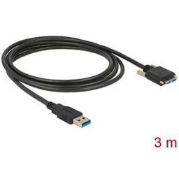 DELOCK 83599 - USB 3.0 cable, type-A connector to Micro-B, screw connector, 3 m