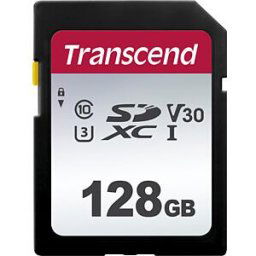 TRANSCEND TS128GSDC300S - SDXC memory card, 128 GB, UHS-I U3 class 10, V30, 300S